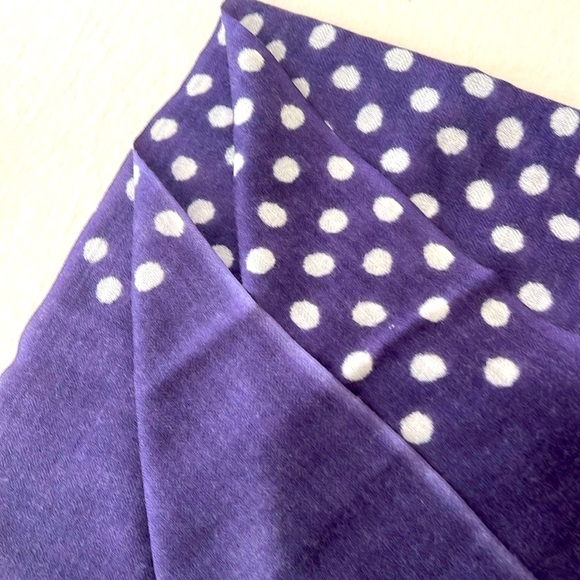 NEW INOUI scarf wool and silk white polka dot in purple - Picture 3 of 8